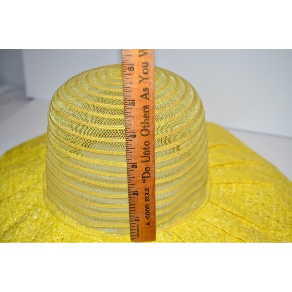 Vtg Floppy Sun Hat Groovy Mod 1970s Women Medium Beach Summer Bucket Prop Yellow main image 4